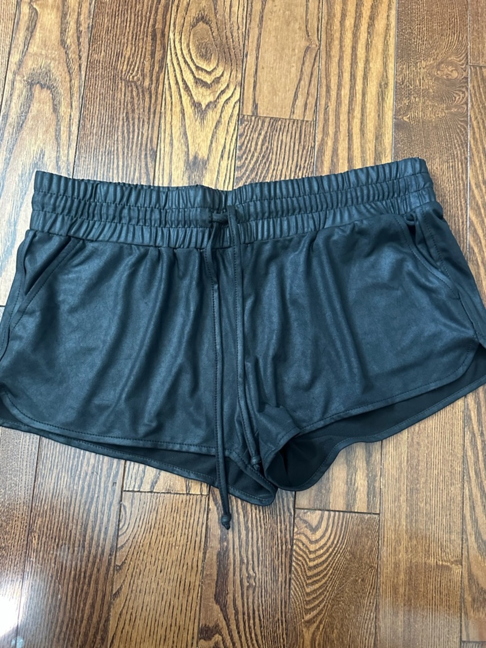 Guess Black Womenโs Athletic Drawstring Shorts